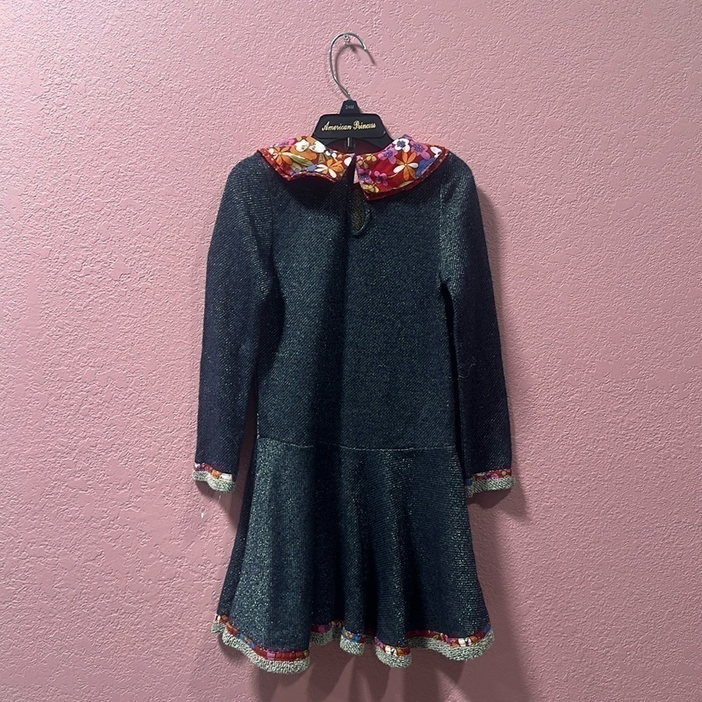 Rare Editions Navy Red French Terry Dress Set Fall - Picture 3 of 5